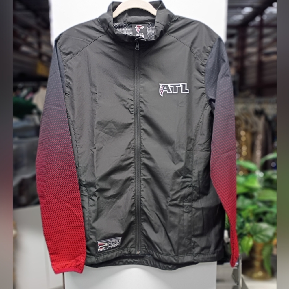 Atlanta Falcons Red and Black Windbreaker with Stand-Up Collar